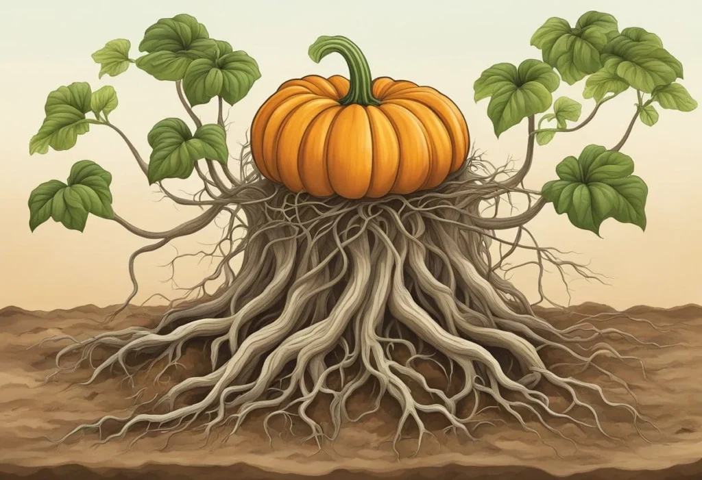 how deep are pumpkin roots diagram.

